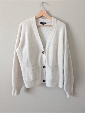 Banana Republic Cardigan V-Neck Sweater Wool Alpaca Cream Womens Size Medium